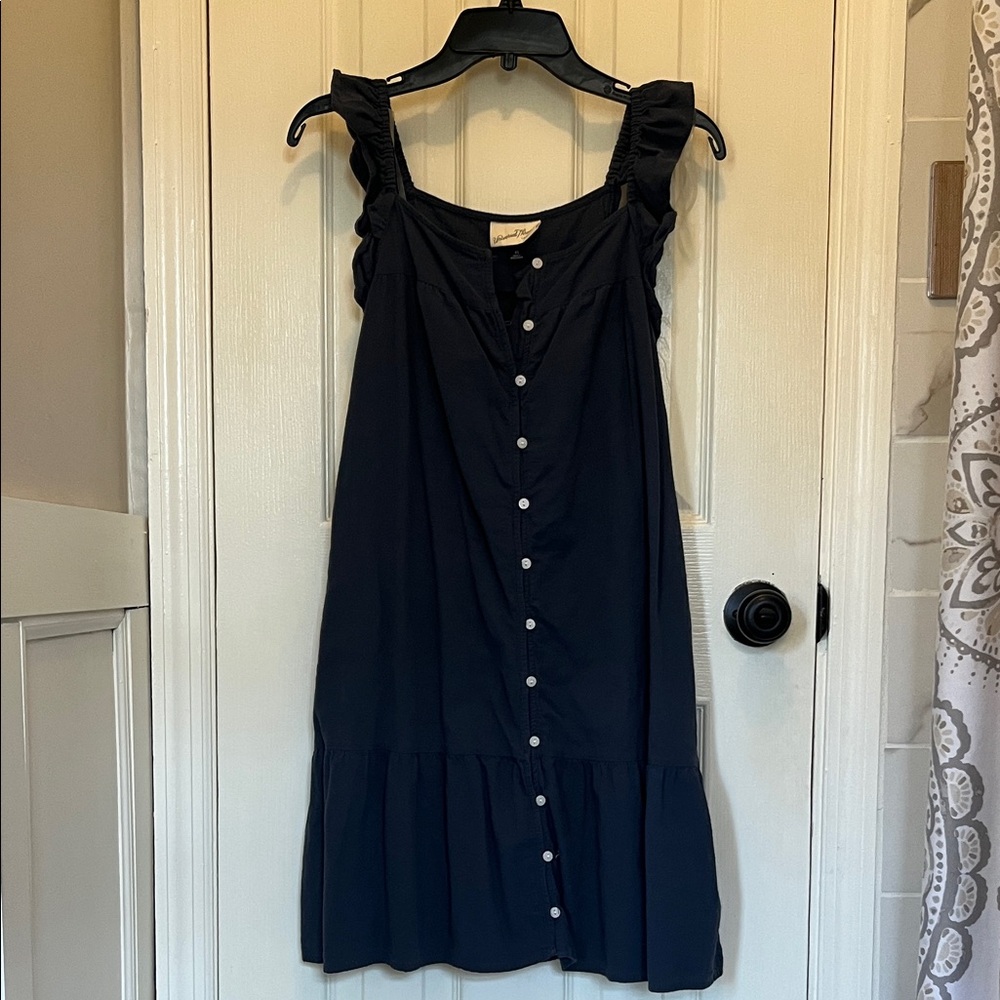 Universal Thread Navy Button-Down Ruffle Strap Mini Dress